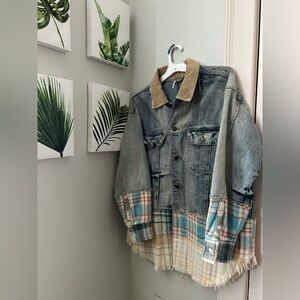 Free People Plaid Denim Jacket